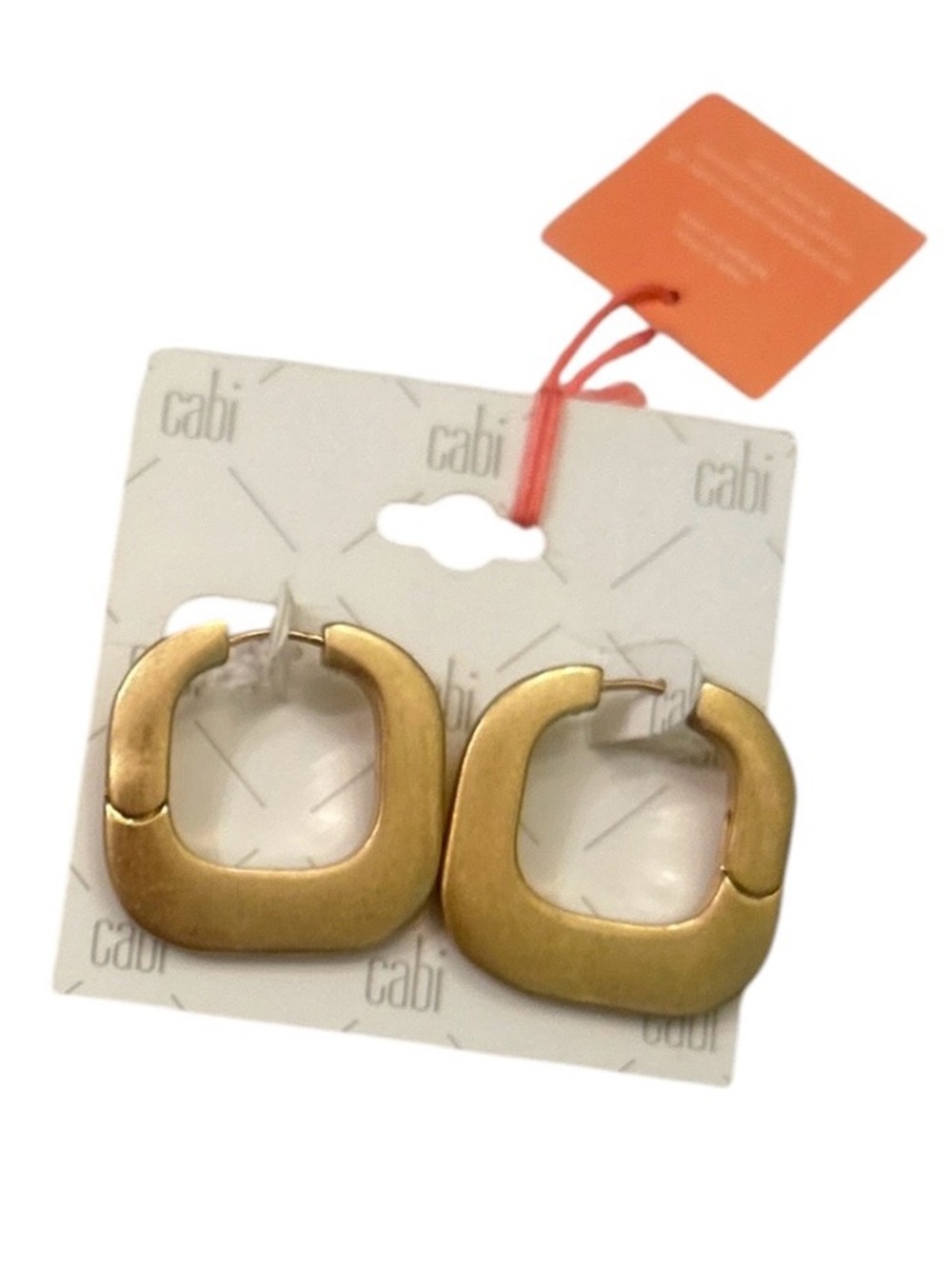 NWT Cabi brushed goldtone Gold square Hoop